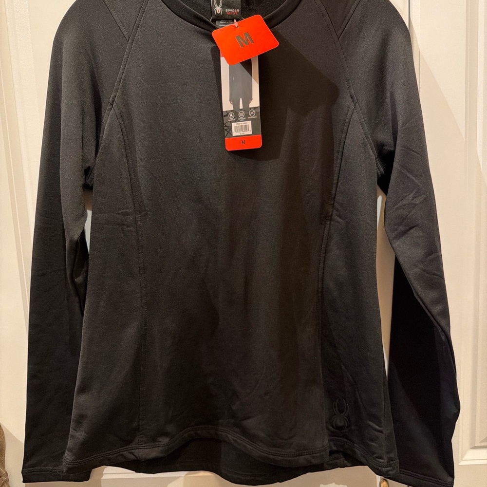 Spyder Active Women’s Black Fleece Lined Baselayer Top Size M NWT